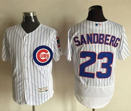 Cubs #23 Ryne Sandberg White Flexbase Authentic Collection Stitched MLB Jersey - Click Image to Close